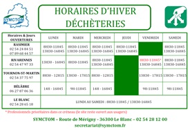 horaires hiver 2023-2024 
